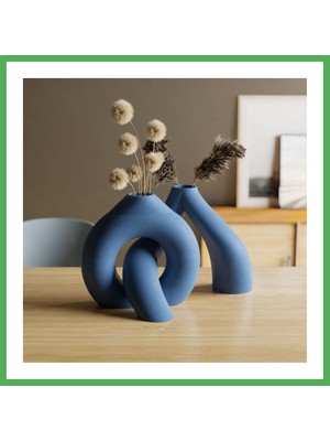 Astraltech 3D Baskı Interlocking Vazo - Iç Içe Geçen Dekoratif Vazo-Mavi Bezoss