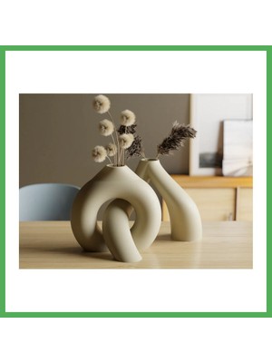 Astraltech 3D Baskı Interlocking Vazo - Iç Içe Geçen Dekoratif Vazo-Bej Bezoss