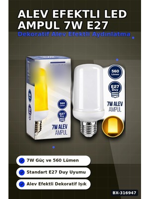 Eco Lounge Alev Efektli LED Ampul 7W E27 Duy 560 Lümen IP20 Koruma Dekoratif Lamba BX-316947