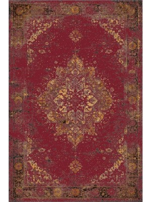 Tr Melo Klasik Desenli Jüt Taban Dokuma Halı, Salon, Oturma ve Yatak Odası Için, Bordo, 120X180