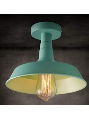 Tr Mylights Retro Vintage Turkuaz Metal Plofonyer Tavan Avize Armatür