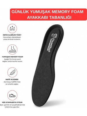 Tr M100 Memory Foam Rahat Konforlu Ayakkabı Tabanı Siyah 43 Numara