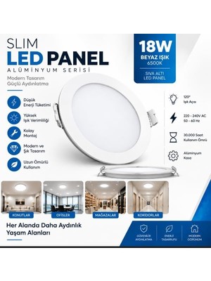 Tr 18W Slim LED Panel Sıva Altı Beyaz Işık LED Aydınlatma