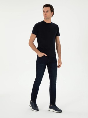 Cacharel Koyu Lacivert Slim Fit Pamuk Karışımlı Jean Pantolon