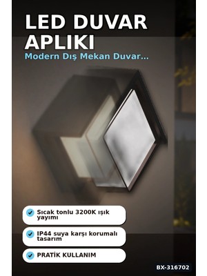Eco Lounge LED Duvar Apligi 15W Gunisigi 3200K IP44 Dekoratif Aydinlatma 16X10 cm BX-316702