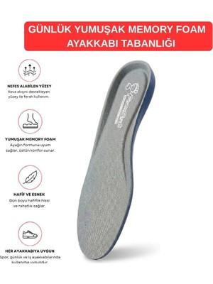 Tr M100 Memory Foam Rahat Konforlu Ayakkabı Tabanı (Gri, 36)