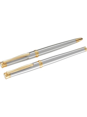 Str Store Lemans Serisi 813 Krom Gold Roller Kalem+Tükenmez Kalem