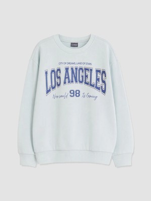 Lc Waikiki Yeni Sezon Mavi Los Angeles Baskılı Kız Çocuk Sweatshirt
