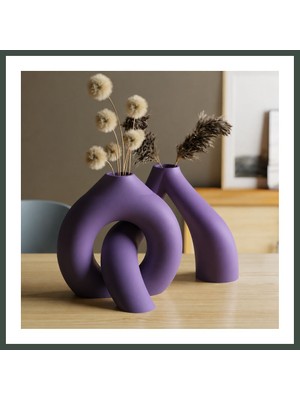 Bezos 3D Baskı Interlocking Vazo - Iç Içe Geçen Dekoratif Vazo-Mor Nhr