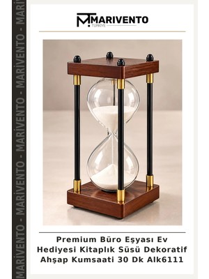 Premium Büro Eşyası Ev Hediyesi Kitaplık Süsü Dekoratif Ahşap Kumsaati 30 Dk ALK6111