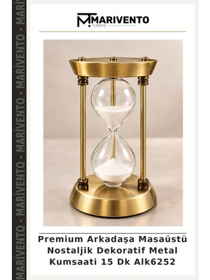 Premium Arkadaşa Masaüstü Nostaljik Dekoratif Metal Kumsaati 15 Dk ALK6252