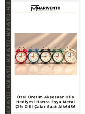 Özel Üretim Aksesuar Ofis Hediyesi Hatıra Eşya Metal Çift Zilli Çalar Saat ALK6456