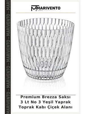 Premium Brezza Saksı 3 Lt No 3 Yeşil Yaprak Toprak Kabı Çiçek Alanı