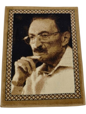 Kilim Antik Portre Merhum Bülent Ecevit Tasvirli Nadir Duvar Halısı 2207 - Yeni - Çok Renkli
