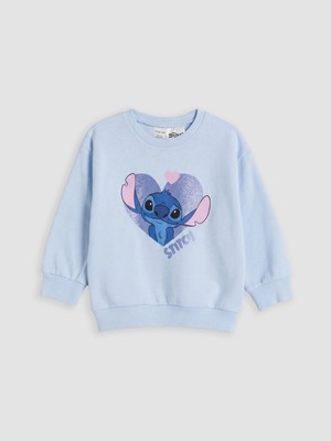 Lc Waikiki Yeni Sezon Mavi Stitch Baskılı Kız Çocuk Kalın Sweatshirt