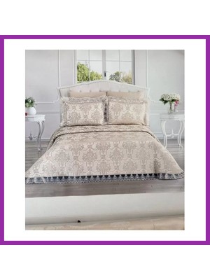 Bezos Şönil 3 Parça Çift Kişilik 255X265 cm Lüx Yatak Örtüsü Seti Çeyizlik Yatak Takımı BEZ10