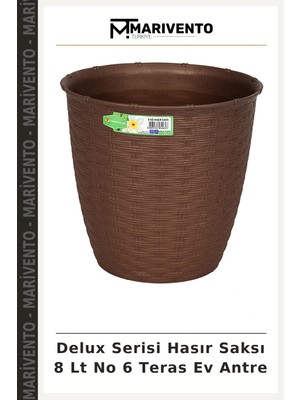 Delux Serisi Hasır Saksı 8 Lt No 6 Teras Ev Antre