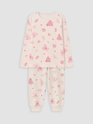 Lc Waikiki Yeni Sezon Pembe Yılbaşı Temalı Kız Çocuk Pijama Takımı