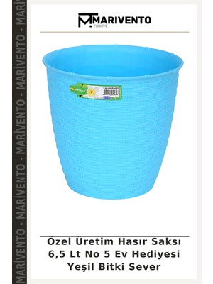 Özel Üretim Hasır Saksı 6,5 Lt No 5 Ev Hediyesi Yeşil Bitki Sever
