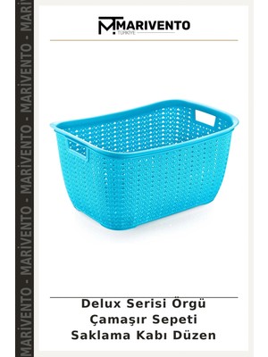 Delux Serisi Örgü Çamaşır Sepeti Saklama Kabı Düzen