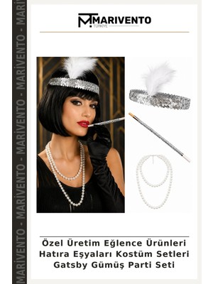 Özel Üretim Eğlence Ürünleri Hatıra Eşyaları Kostüm Setleri Gatsby Gümüş Parti Seti