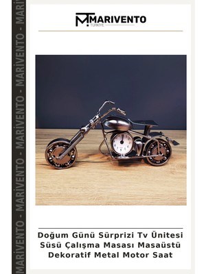 Doğum Günü Sürprizi Tv Ünitesi Süsü Çalışma Masası Masaüstü Dekoratif Metal Motor Saat