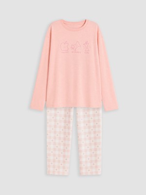 Lc Waikiki Yeni Sezon Pembe Bisiklet Yaka Kız Çocuk Pijama Takım