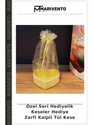 Özel Seri Hediyelik Keseler Hediye Zarfi Kalpli Tül Kese