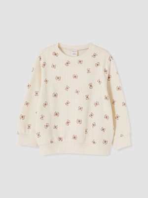 Lc Waikiki Yeni Sezon Ekru Çiçekli Kız Çocuk Sweatshirt