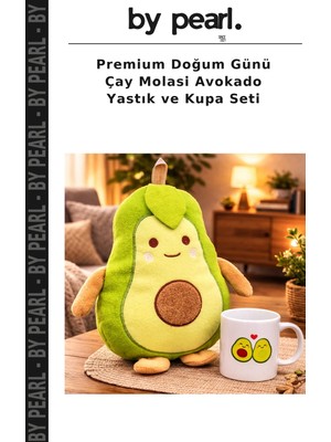 Premium Doğum Günü Çay Molasi Avokado Yastık ve Kupa Seti