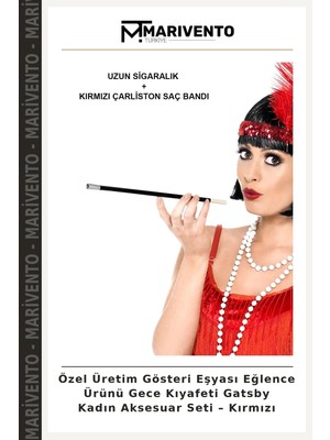 Özel Üretim Gösteri Eşyası Eğlence Ürünü Gece Kıyafeti Gatsby Kadın Aksesuar Seti – Kırmızı