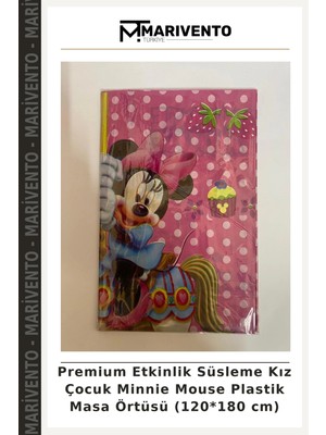 Premium Etkinlik Süsleme Kız Çocuk Minnie Mouse Plastik Masa Örtüsü (120*180 Cm)