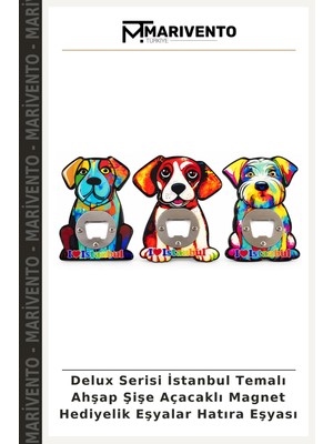 Delux Serisi Istanbul Temalı Ahşap Şişe Açacaklı Magnet Hediyelik Eşyalar Hatıra Eşyası