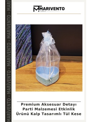 Premium Aksesuar Detayı Parti Malzemesi Etkinlik Ürünü Kalp Tasarımlı Tül Kese