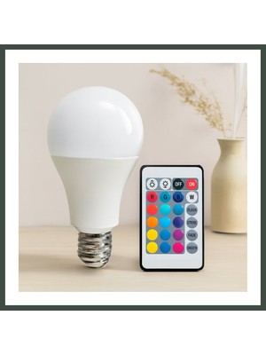Bezos Kumandalı Rgb LED Ampul 15W (90W Eşdeğer) E27 1100LM 15000 Saat Nhr