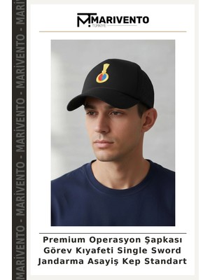 Premium Operasyon Şapkası Görev Kıyafeti Single Sword Jandarma Asayiş Kep Standart