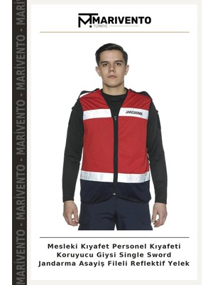 Mesleki Kıyafet Personel Kıyafeti Koruyucu Giysi Single Sword Jandarma Asayiş Fileli Reflektif Yelek