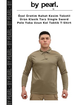 Özel Üretim Rahat Kesim Tekstil Ürün Klasik Tarz Single Sword Polo Yaka Uzun Kol Taktik T-Shirt