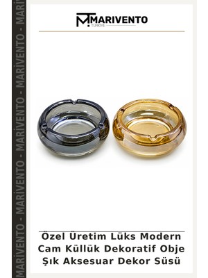 Özel Üretim Lüks Modern Cam Küllük Dekoratif Obje Şık Aksesuar Dekor Süsü
