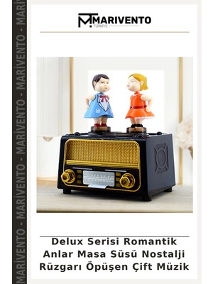 Delux Serisi Romantik Anlar Masa Süsü Nostalji Rüzgarı Öpüşen Çift Müzik