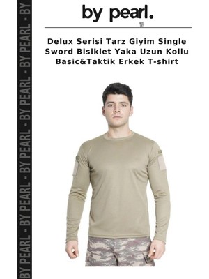 Delux Serisi Tarz Giyim Single Sword Bisiklet Yaka Uzun Kollu Basic&taktik Erkek T-Shirt