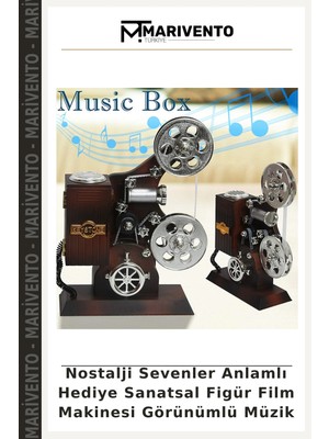 Nostalji Sevenler Anlamlı Hediye Sanatsal Figür Film Makinesi Görünümlü Müzik