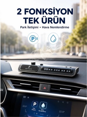 LED Işıklı Araç Ön Cam Telefon Numarası Gösterme Aparatı + 3 Seviyeli Hava Nemlendirici Yeni Nesil