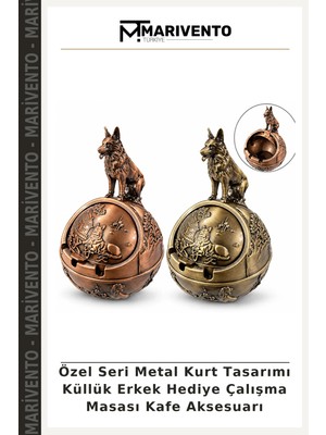 Özel Seri Metal Kurt Tasarımı Küllük Erkek Hediye Çalışma Masası Kafe Aksesuarı