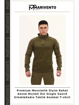 Premium Mevsimlik Giyim Rahat Kesim Biçimli Üst Single Sword Erkek&kadın Taktik Kombat T-Shirt
