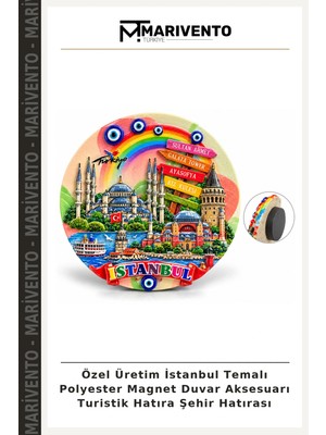 Özel Üretim Istanbul Temalı Polyester Magnet Duvar Aksesuarı Turistik Hatıra Şehir Hatırası