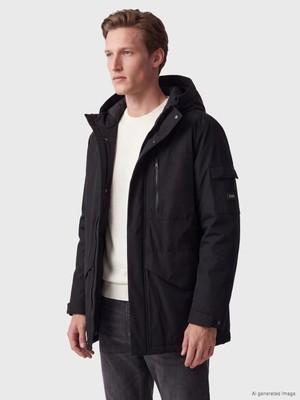 Lc Waikiki Yeni Sezon Siyah Regular Fit Kapüşonlu Erkek Mont