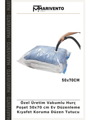 Özel Üretim Vakumlu Hurç Poşet 50X70 cm Ev Düzenleme Kıyafet Koruma Düzen Tutucu