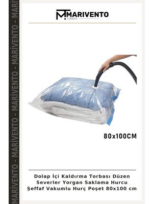 Dolap Içi Kaldırma Torbası Düzen Severler Yorgan Saklama Hurcu Şeffaf Vakumlu Hurç Poşet 80X100 cm
