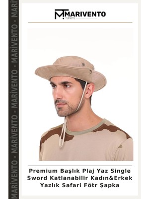 Premium Başlık Plaj Yaz Single Sword Katlanabilir Kadın&erkek Yazlık Safari Fötr Şapka